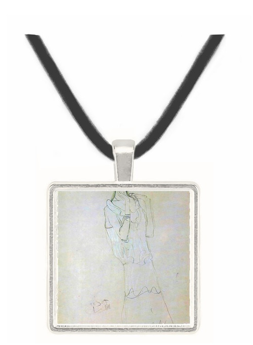 Profile standing female figure with raised arms by Klimt -  Museum Exhibit Pendant - Museum Company Photo