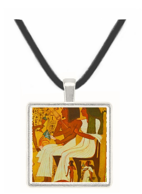 Senejem and his Wife Receiving a Libation from their Son -  Museum Exhibit Pendant - Museum Company Photo