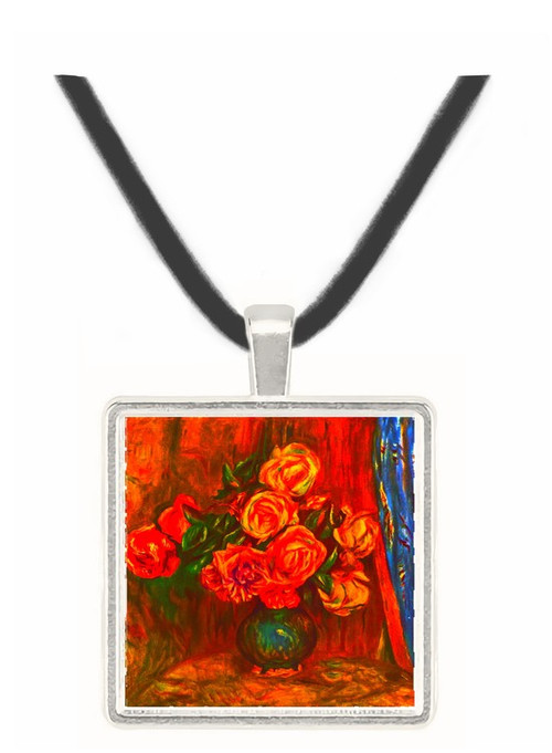 Still life roses before a blue curtain by Renoir -  Museum Exhibit Pendant - Museum Company Photo