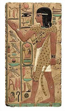 Egyptian Priest Relief, Painted - Temple of Abidos, Egypt. 19th Dynasty, 1317 B.C. - Photo Museum Store Company