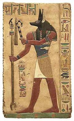 Anubis Relief, Painted - Temple of Abidos, Egypt. 19th.Dynasty 1317 B.C. - Photo Museum Store Company