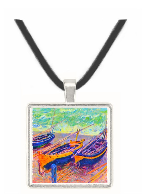 three fishing boats in Eretrat by Monet -  Museum Exhibit Pendant - Museum Company Photo