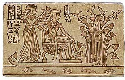 King Tutankhamun & Wife Ankhesenamun - Egyptian Museum, Cairo. Dynasty XVIII 1333-1323 B.C. - Photo Museum Store Company