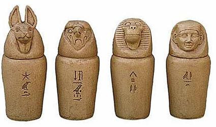 Set of Small Canopic Jars :  Petrie Museum of Egyptian Archaeology, London England - Photo Museum Store Company