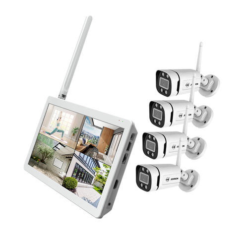 4 CH Wireless Security Camera System with HD Monitor NVR and Home Surveillance Cameras