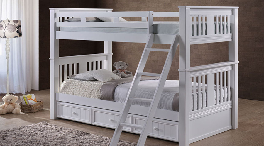 white double bunk bed