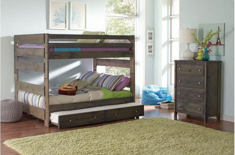 bunk bed with guest bed and storage