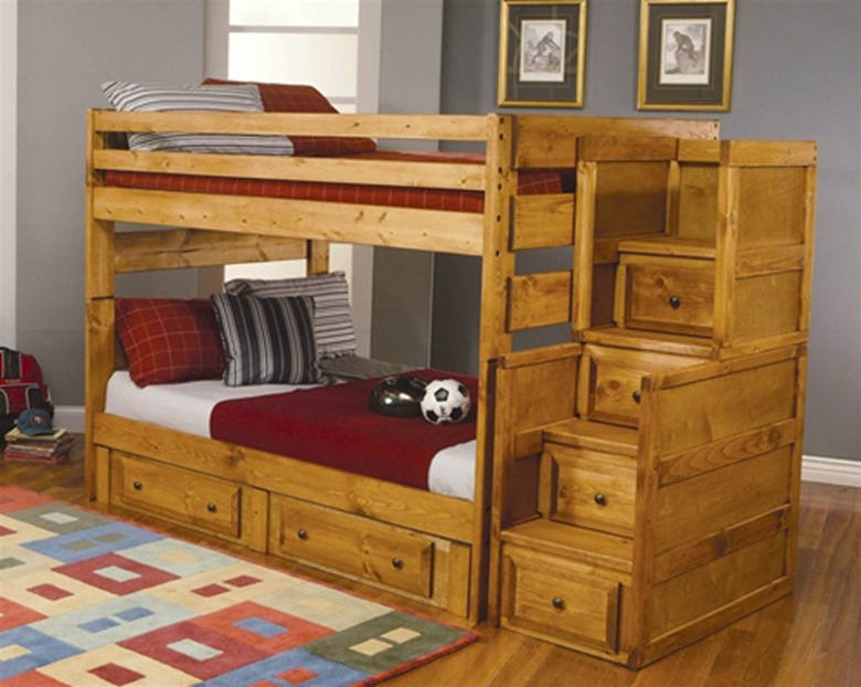 Full over Full Bunk Bed with Stairs