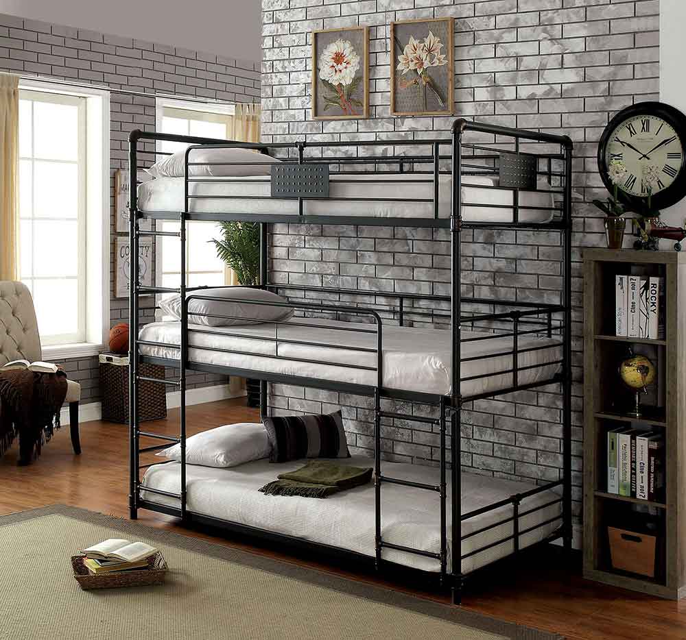 Industrial Style Piping Full Triple Bunk Bed