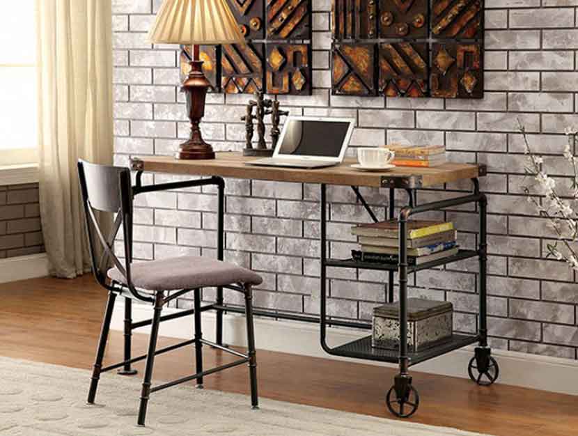 Industrial Style Metal Piping Wood Writing Desk
