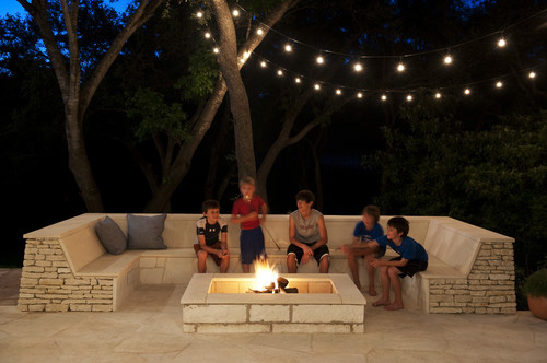 Summer Night - Kids Enjoying a Fire Pit