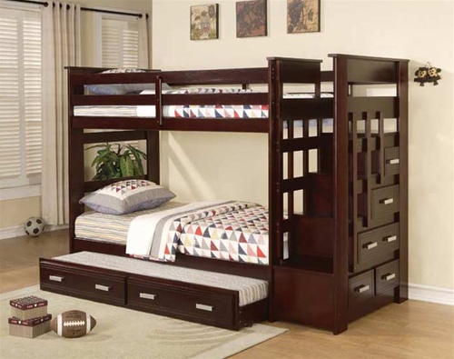 cherry bunk bed with Trundle and Stairs