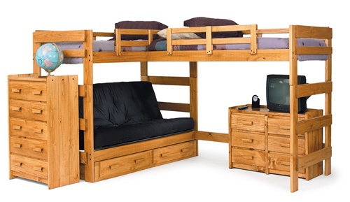 triple bunk bed with full on bottom
