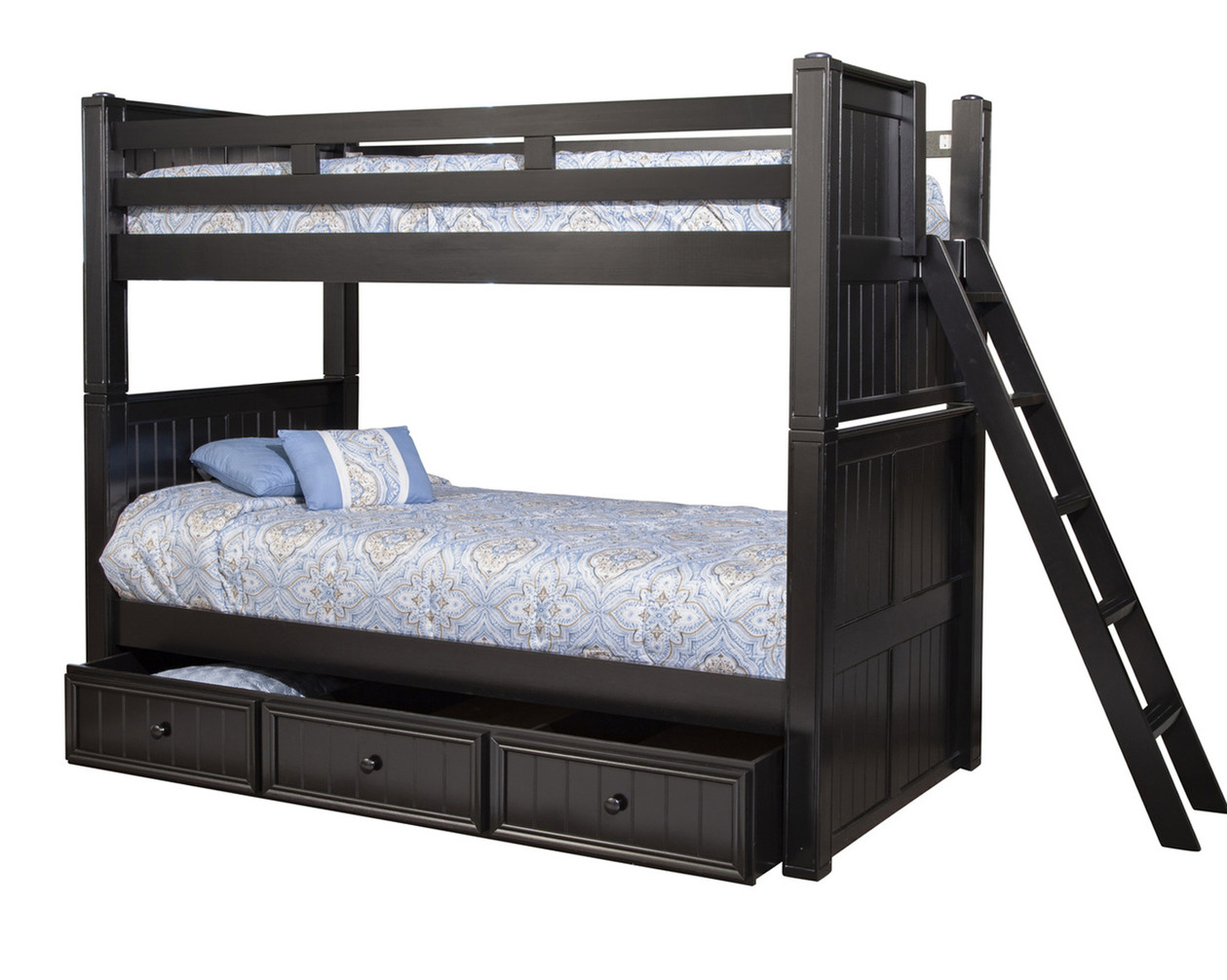Twin Bunk Bed with Slanted Ladder