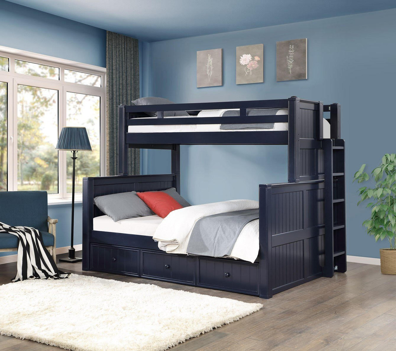 Twin XL over Queen Bunk Bed with Trundle Bed