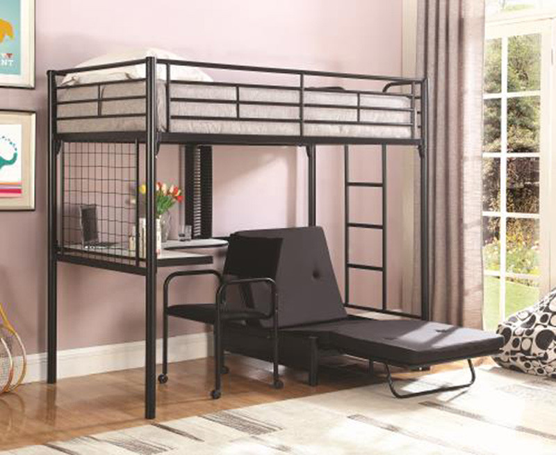 Aiden Black Twin Workstation Futon Loft Bed