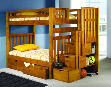 loft bed with stairs and storage
