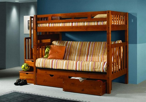 bunk beds with couch underneath