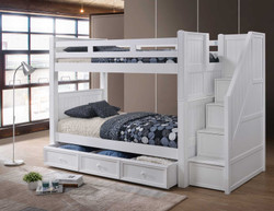 Dillon White Twin Bunk with Stairway Storage
