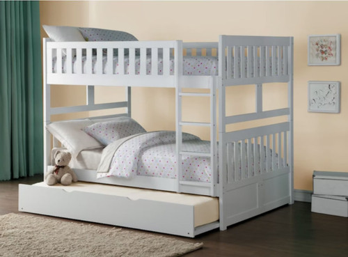 Charlton Wood Full Size Bunk in White with Trundle