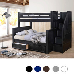 Dillon Twin Full Bunk beds with Stairs + Storage Drawers 