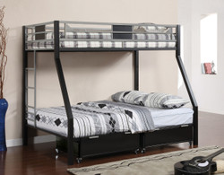 Black Silver Twin on top and full on bottom bunk