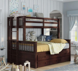 Espresso Extra Long Twin Queen Bunk With Storage Trundle
