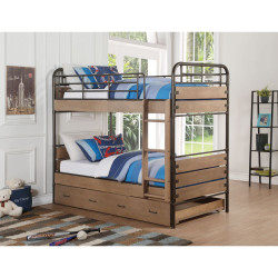 Standard Twin Bunk with Trundle in Oak