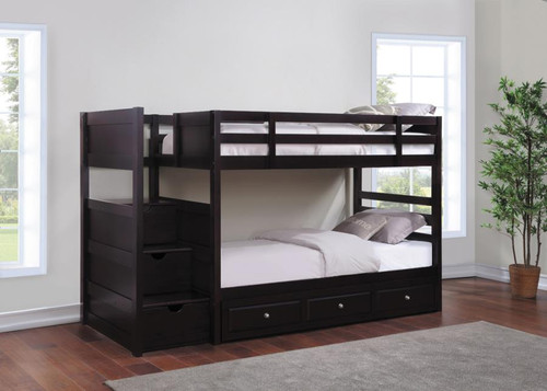 Twin over twin bunk bed shown with Optional Drawers