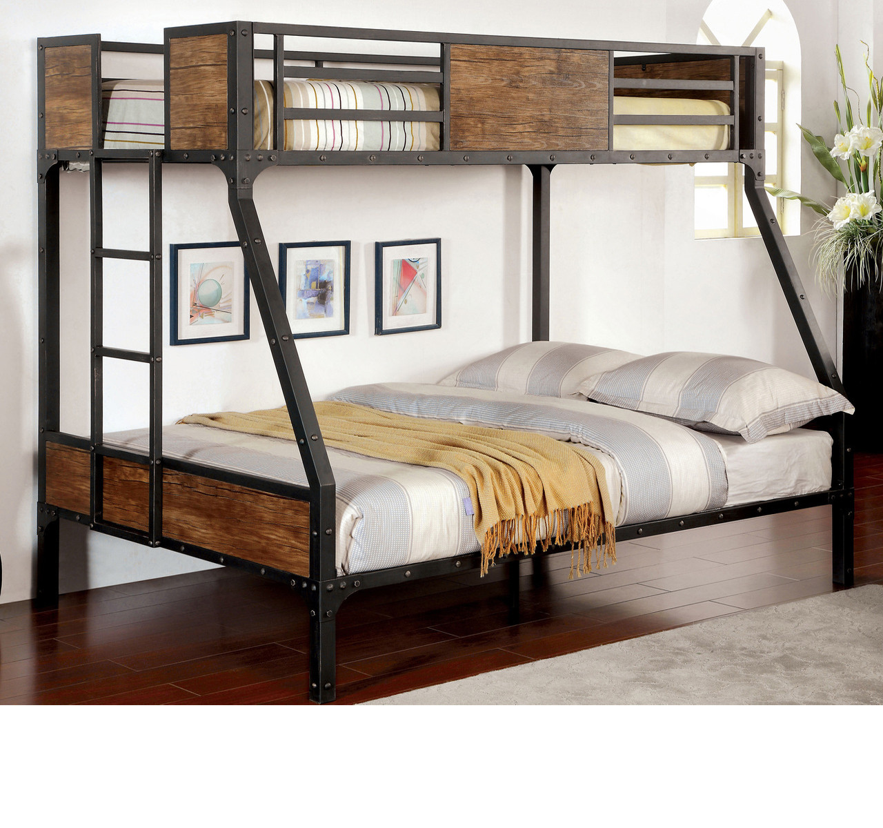 Twin Full Bunk bed | Metal Industrial Style