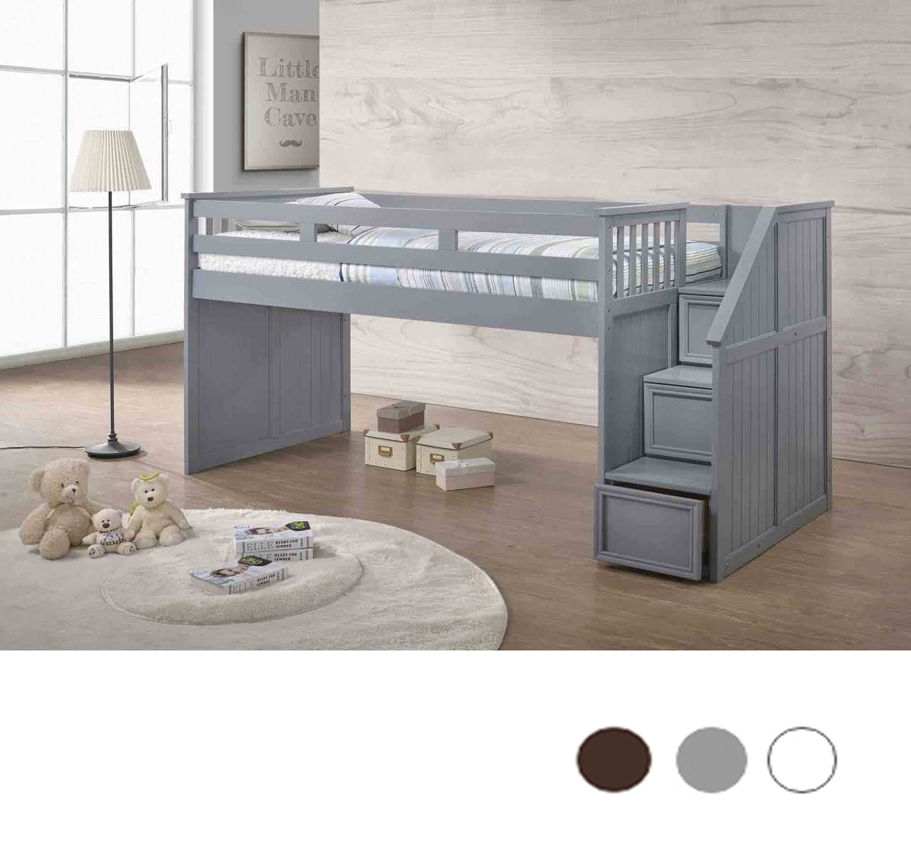 Laguna Shore Twin Low Loft With Step Drawers Junior Loft Beds