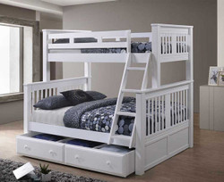 Gary Mission Style Twin Full Bunk Bed in White