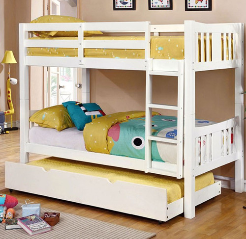 Felix White Twin Bunk with Optional Trundle