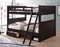 Queen Over Queen Wood Bunk Bed With Under Bed Drawers and slanted ladder