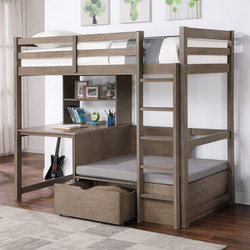 Liam Twin Loft Bed with Workstation Below