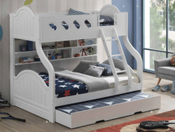 Kinsley Twin over Full Arch Bunk in White with Optional Trundle