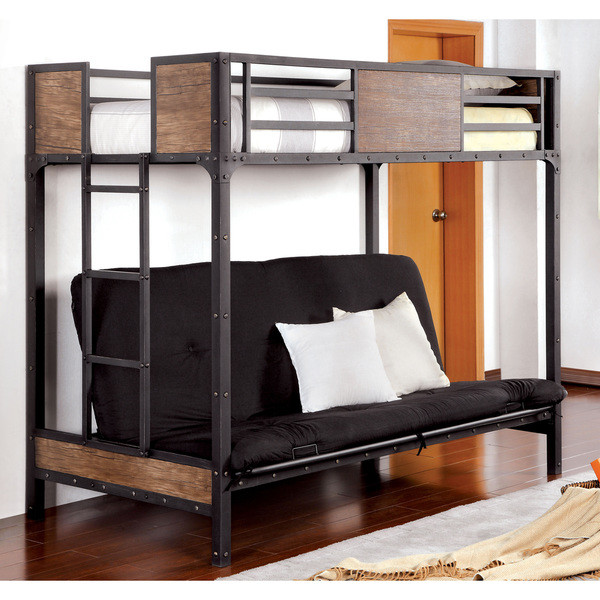 Industrial Style Metal Wood Futon Bunk Bed Orange County