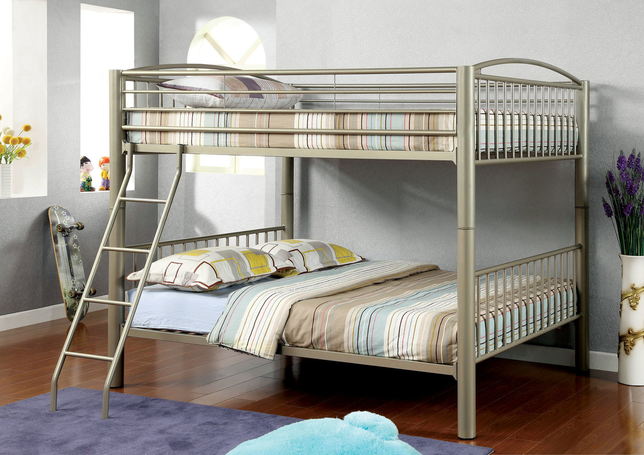 Convertible Full Size Metal Bunk Bed | Tube Metal Double Bed