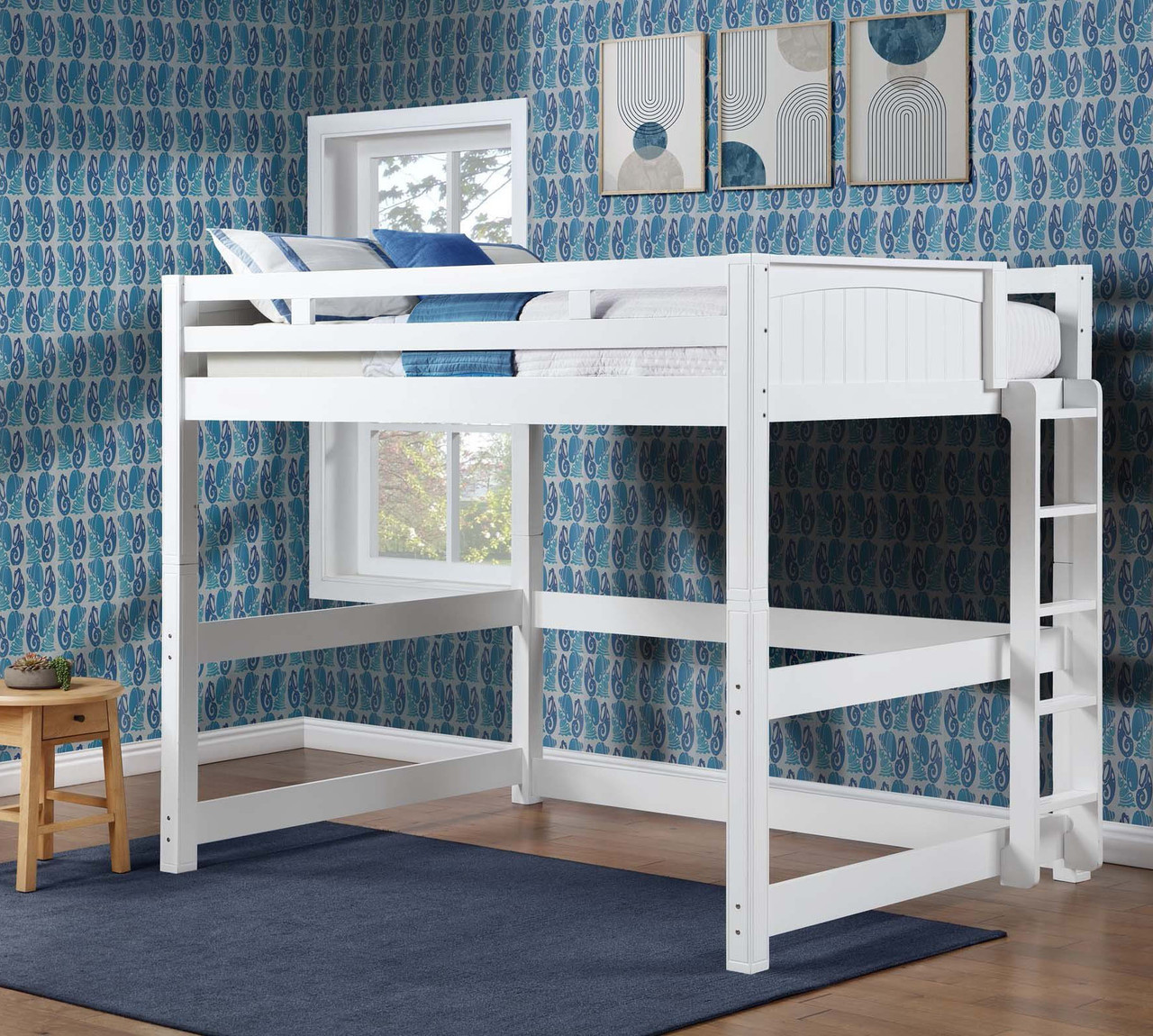 Queen High Loft Bed with Straight Ladder on End - Adults Loft Bed