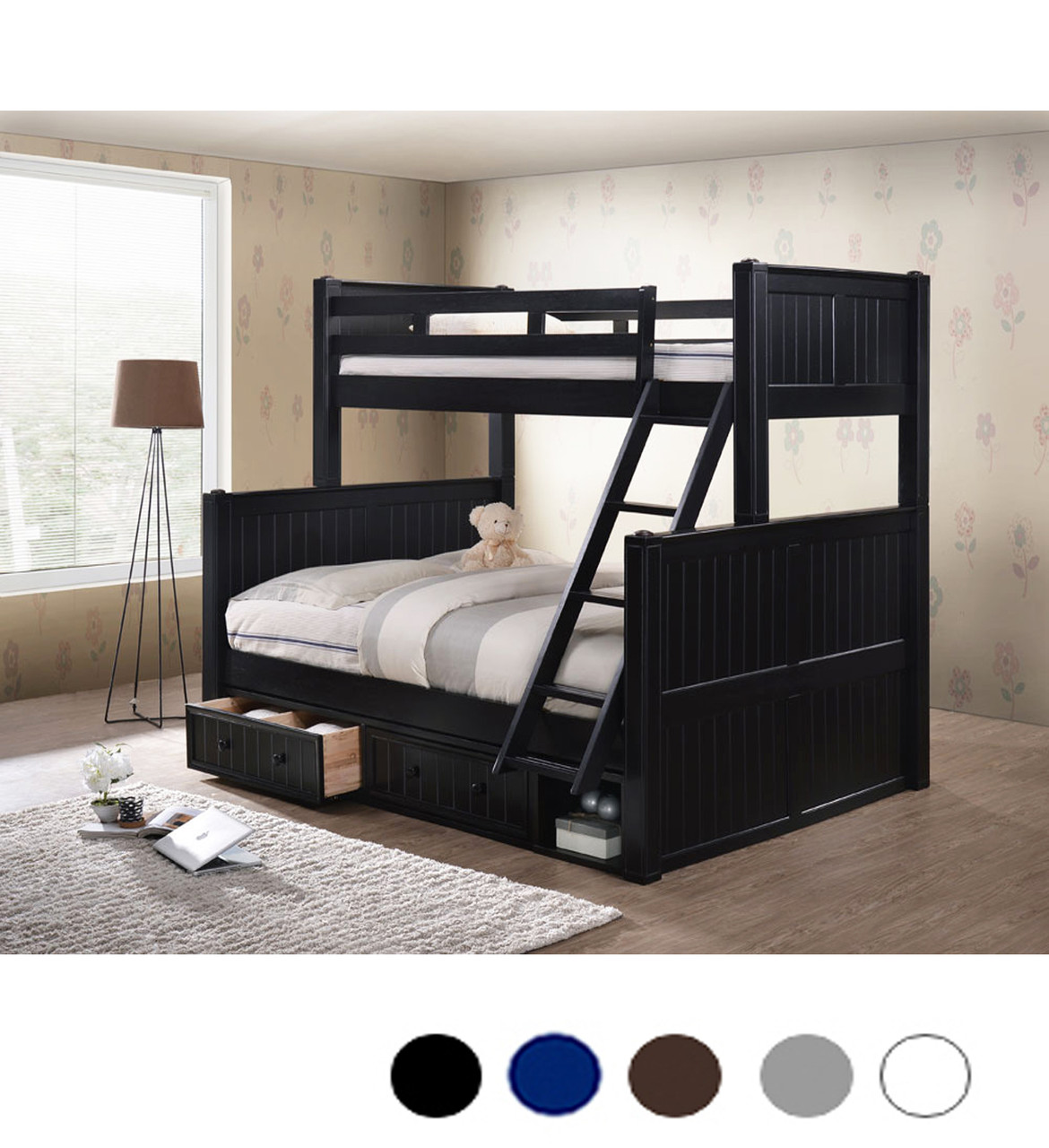 Dillon Extra Long Twin over Queen Bunk Bed with Storage Drawers