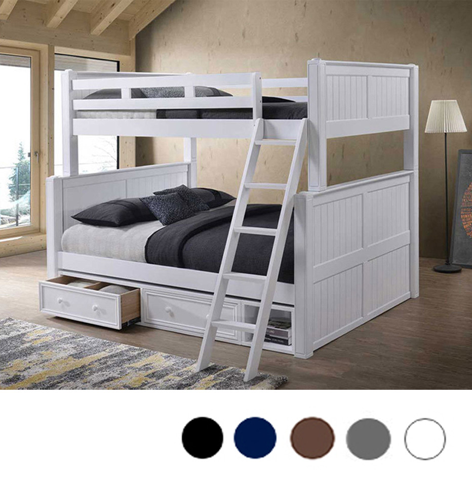 Full over Queen Dillon Bunk Bed with Trundle + Drawers
