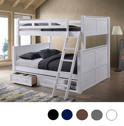 Dillon Long Full over Queen Bunk Bed with Trundle in White
