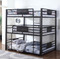 Jordy Dark Bronze Steel Full Size Three Level Bunk Bed | Convertible Steel 3 Decker Bed