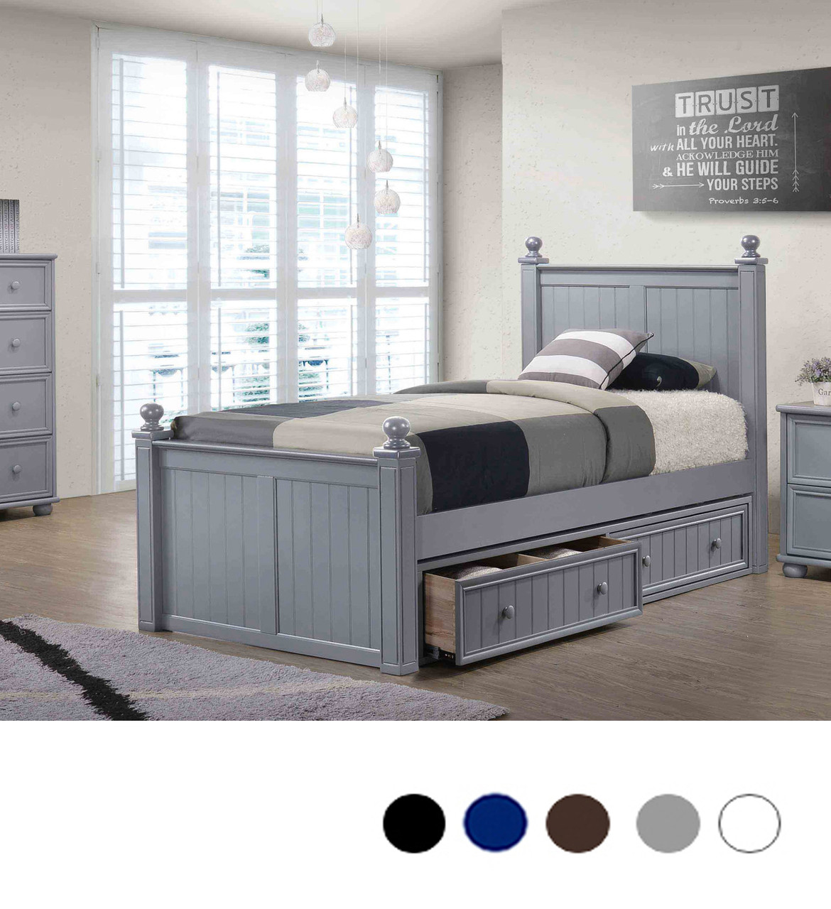 Extra Long Twin Dillon Bed with Trundle or Storage
