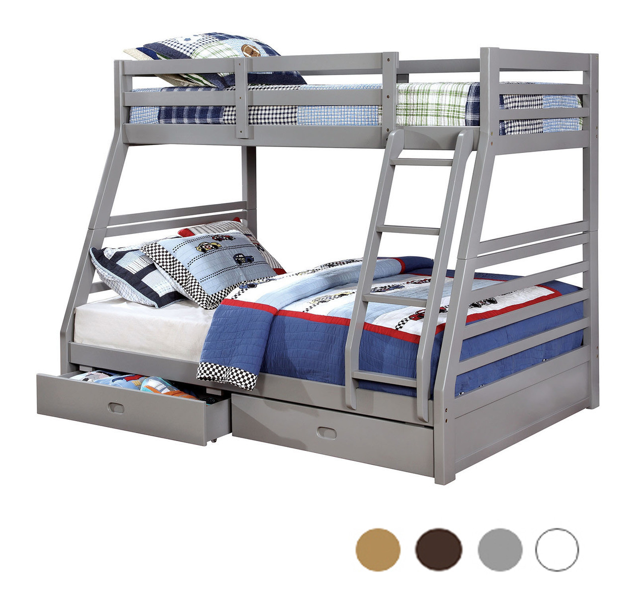 bunk bed with table under