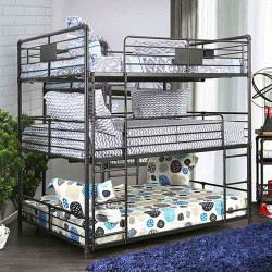 Industrial Style Piping Full 3 Decker Bed | 3 Tiered Bed in Full Size