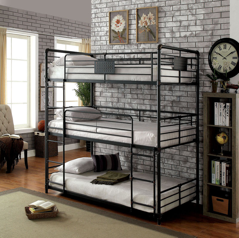 Industrial Style Piping Twin Triple Decker Bed | Twin Bunk Bed for 3