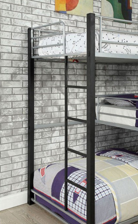 Gabriel Industrial Style Triple Decker Bunk Corner Bunk Bed for 3