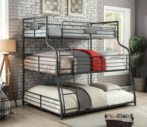 Piping Style Twin on Full on Queen Bunk | 3 Person Decker Bunk