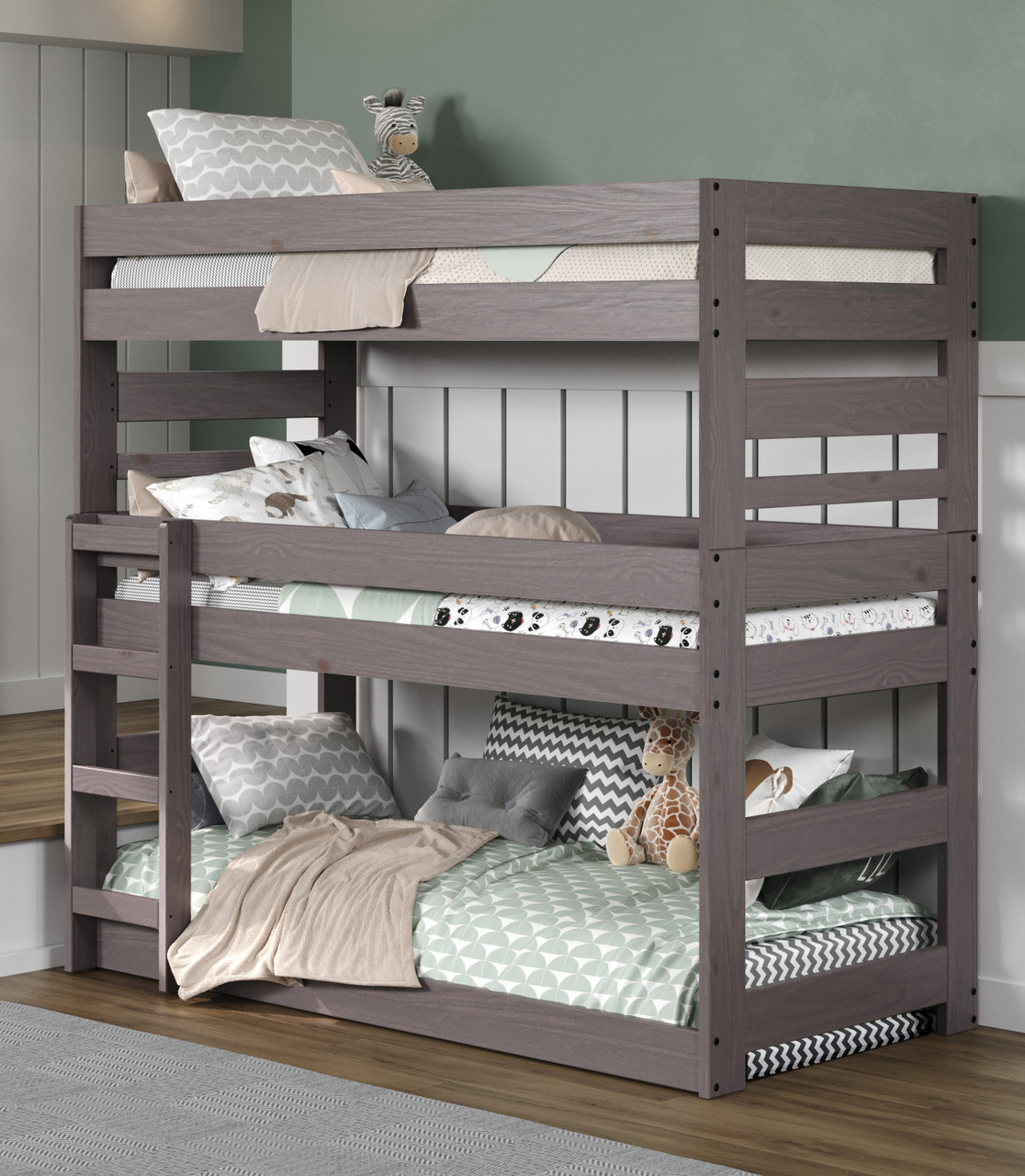 Stackable Twin XL Triple Bunk Bed - Farmhouse Style